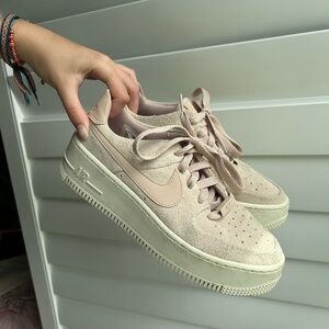 Nike Women's Beige Pink Sneakers AF1